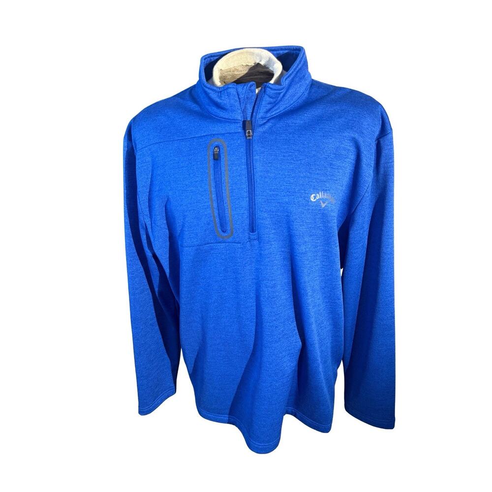 Callaway Golf Pullover XXL Blue Quarter Zip Fleece Lined Performance Polyester